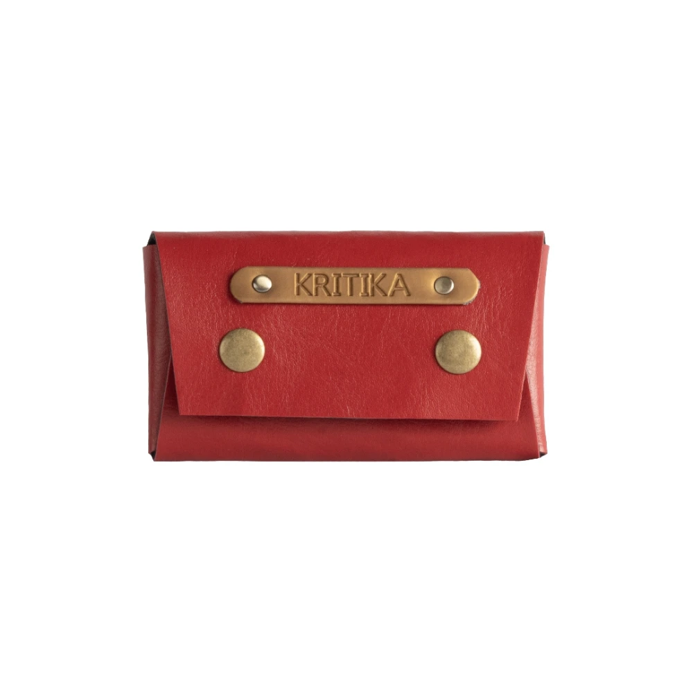 Red Personalized Vegan Leather Visiting Card Case